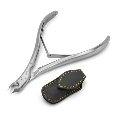 GERMANIKURE Tower Point Cuticle Trimmer - 1/2 Half Jaw Nipper - Ethically Made in Germany - FINOX Stainless Steel Professional Sharp Cuticle Remover in Leather Case &ndash; Manicure Tool, r145, 5mm
