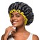 mikimini Black Shower Cap for Women, Men &amp; Girls 1 Pack Reusable Double Layers Waterproof Bathing Shower Hat with Soft Comfortable PEVA Lining, non-fading, Stretchy Shower Cap
