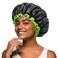 mikimini Black Shower Cap for Women, Men &amp; Girls, 1 Pack, Reusable Double Layers Waterproof Bathing Shower Hat with Soft Comfortable PEVA Lining, Non-fading, Stretchy Shower Cap