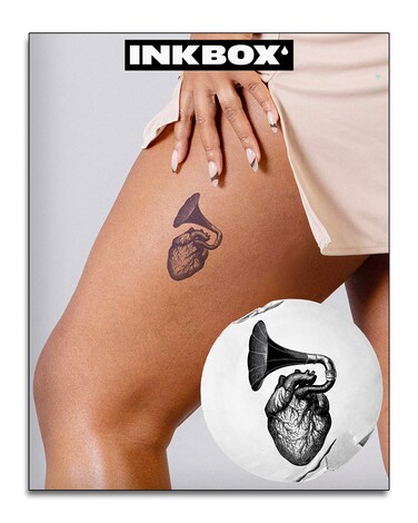 Inkbox Temporary Tattoos, Semi-Permanent Tattoo, One Premium Easy Long Lasting, Water-Resistant Temp Tattoo with For Now Ink - Lasts 1-2 Weeks, Heart Tattoo, 4 x 4 in, Amplify