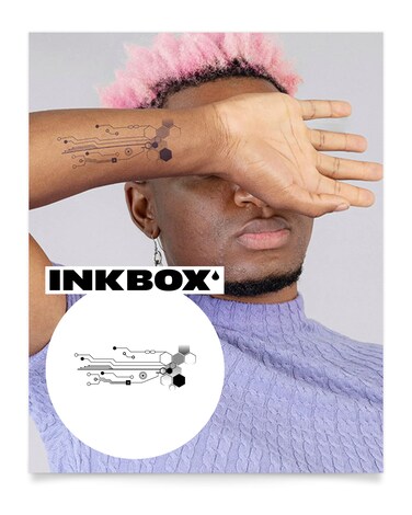 Inkbox Temporary Tattoos, Semi-Permanent Tattoo, One Premium Easy Long Lasting, Water-Resistant Temp Tattoo with For Now Ink - Lasts 1-2 Weeks, Roboveins, 6 x 3 in