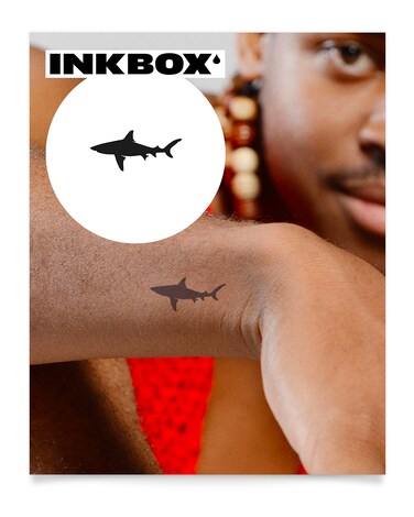 Inkbox Temporary Tattoos, Semi-Permanent Tattoo, One Premium Easy Long Lasting, Water-Resistant Temp Tattoo with For Now Ink - Lasts 1-2 Weeks, Shark, 2 x 2 in