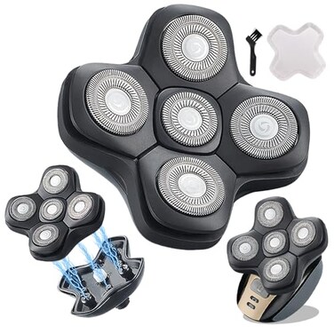 5D Floating Replacement Shaver Heads for MANSCAPED &amp; Rotary Electric Shavers - Universal Sharp Blades, Black (5D Black)
