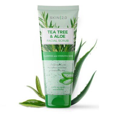 Tea Tree &amp; Aloe Exfoliating Scrub - Dermatologist Tested, Multi-Tasking Cleanser, Clears Skin - Anti-Aging, Clean Beauty, Cruelty-Free Korean Skincare for All Skin Types - 6.76 Fl Oz / 200ML