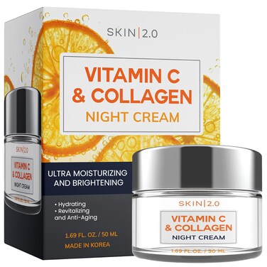Korean Vitamin C &amp; Collagen Face Moisturizer - Dermatologist Tested, Tightening- Anti-Aging, Clean Beauty, Cruelty-Free Skincare - All Skin Types - 1.69 oz