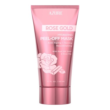 Azure Cosmetics Rose Gold Hydrating Peel Off Face Mask- Anti Aging, Toning &amp; Rejuvenating - Removes Blackheads, Dirt &amp; Oils - With Gold and Rose Water - Skin Care - 150mL / 5 fl.oz.