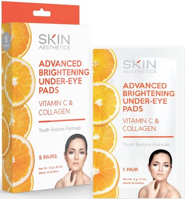 Vitamin C &amp; Collagen Under Eye Patches - Reduces Dark Circles, Wrinkles &amp; Crow's Feet, Brightening - Dermatologist Tested Korean Skincare - Clean Beauty, Cruelty-Free - 5 Pairs