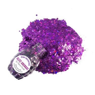 Neva Nude Face and Body Glitter Keychain - Chunky Loose Glitter for Festivals, Raves, and More   Cosmetic Grade   Super Sparkly (Berry Mischievous Purple Holographic Glitz Grenade)