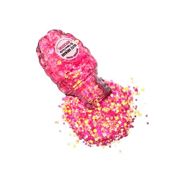 Neva Nude Face and Body Glitter Keychain - Holographic Chunky Loose Glitter for Festivals, Raves, and More   Cosmetic Grade   Super Sparkly (Raspberry Rushie Pink Glitz Grenade)