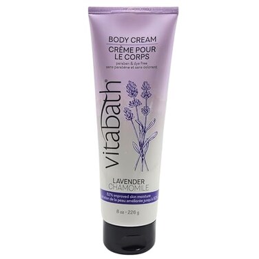 Vitabath Lavender Chamomile Moisturizing Body Cream - Soothing Hydration Vitamin &amp; Nutrient Skin Care - Replenishing All Over Dry Skin Lotion Moisturizer for Women &amp; Men - 8 Ounce