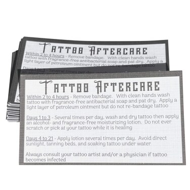 100 Tattoo Aftercare Instructions Business Cards (3.5&rdquo; X 2&rdquo; inches) After Inked Tattoo Shop Supplies