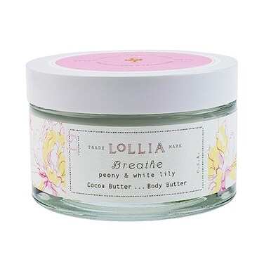 LOLLIA Breathe Body Butter, 5.5 oz. - Peony &amp; White Lily Fragrance - Shea Butter &amp; Cocoa Butter, Body Lotion for Women, Hydrating &amp; Smooth Body Moisturizer