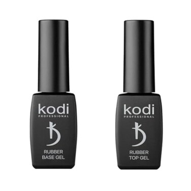 Kodi Professional BEST SET 2in1 Rubber BASE 8ml. (0.27oz) + Rubber TOP 8ml. (0.27oz) Gel LED/UV Nail Polish Coat Soak Off Original