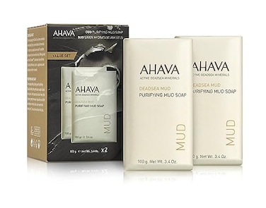AHAVA Purifying Dead Sea Mud Soap, Duo Set - Face &amp; Body Cleansing Bar to Purify Skin, Enriched with Exclusive Mineral Blend of Dead Sea Osmoter &amp; Dead Sea Mud, 6.8 Oz, Product Appearance May Vary