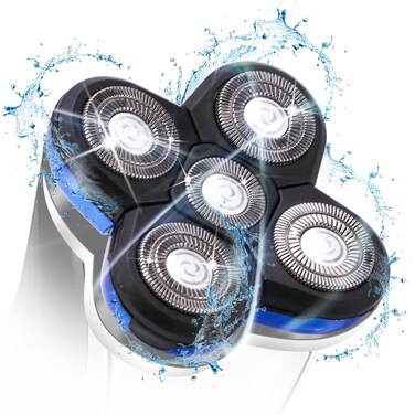Shaver Blade Heads, 5 Heads Beard Cutter Replacement Blade Easy Install Electric Razor Shaver Head for Head and Face (Blue)