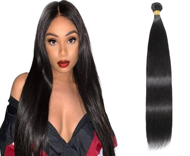 Straight Human Hair Bundles 12A Brazilian Human Hair 1 Bundles 100% Unprocessed Virgin Human Hair Weave Straight Bundles Human Hair Extensions Natural Black Color 36 Inch