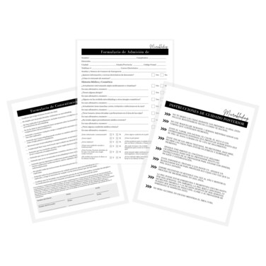 Spanish Microblading Intake, Consent, and Aftercare Form   75 Pack   8.5 x 11" A1 Forms   Clients Signature   Consent Forms for Microblading   Clients Signature   Minimalist Design