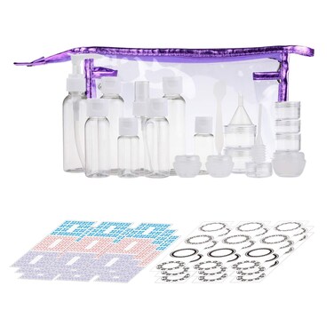 Travel Bottle Set - Refillable - TSA/Airline Approved - 8 Bottles and 9 Jars - 3 Tools (Pipette, Funnel and Mini Spatula) - for Downsized Portions of Your Favorite Cosmetics, Lotions and Creams