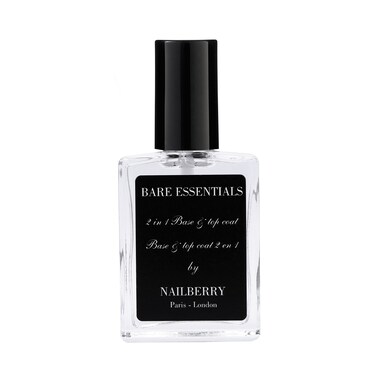 Bare Essentials 2-In-1 Base &amp; Top Coat   High Shine, Smooth and Long-Lasting Wear   Protects Against Fading and Discoloration   Vegan   Certified Halal and Cruelty Free   12-Free   15 ml