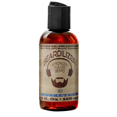 Beardilizer Musketeer Beard Oil for Men - 100% Natural Growth Oil &amp; Conditioner with Argan, Jojoba &amp; Vitamin E &ndash; Softening, Moisturizing for Soft, Healthy Beard &ndash; 4 Oz