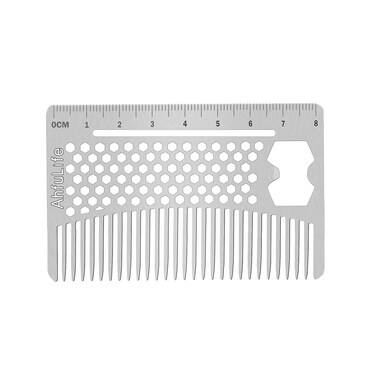 AhfuLife Stainless Steel Metal Hair &amp; Beard Comb - Anti-Static Dual Action Comb - Credit Card Size, Perfect for Wallet &amp; Pocket - Gift Box Included