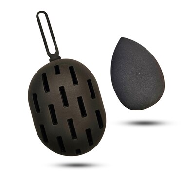 Makeup Sponge with Case Included-Beauty Blender Travel Case-Powder Puff Storage-Makeup Blender Drying Case with Loop Attatchment (Black)