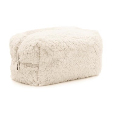 Plush Makeup Bag,Travel Makeup Bag,Large Capacity Cosmetic Bags for Women, Aesthetic Cosmetic Organizer, Preppy Cosmetic Bag for Purse, Perfect for Women (White)