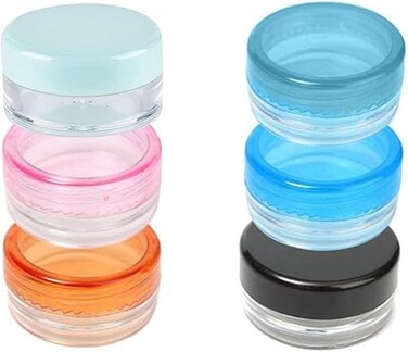 6PCS Random Color Mini Round Plastic Cosmetic Container Jars,Small Reusable Plastic Cream Sample Mini Round Empty Bottle Jar Pot Cosmetic Container Stylish,Refillable Containers