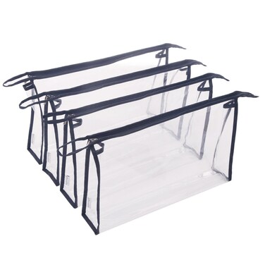 Multi-Purpose Waterproof Clear Vinyl Zippered Organizer Toiletry Cosmetics Makeup Bag Pouch 4-Pack