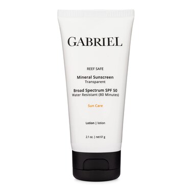 GABRIEL SPF 50 Mineral Sunscreen   Reef Safe (Octinoxate &amp; Oxybenzone Free)   Clear, Mineral-Based Zinc Oxide Weightless Formula   Broad-Spectrum   Water Resistant, 2.1 oz