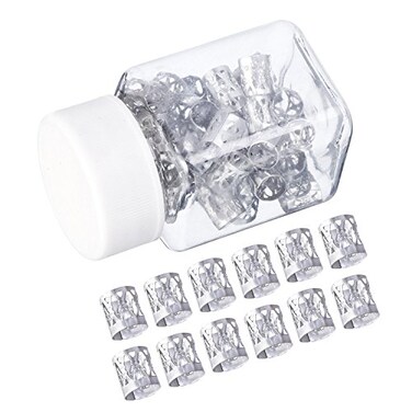 Mudder 50 Pieces Aluminum Dread Locks Adjustable Metal Cuffs Dreadlocks Beads Braiding Hair Decorations (Silver)