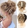 Messy Hair Bun Hairpiece for Women Clip in Claw Hair Pieces Synthetic Chignon Super Long Tousled Updo Hair Bun Extensions Wave Curly Hairpieces for Daily Wear（12h24）
