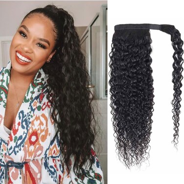 Kinky Curly Ponytail Extension with Wrap Around 10A Brazilian Ponytail Human Hair 3C Afro Curly Ponytail Clip in Human Hair Extensions Curly Ponytail 18Inch