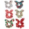 Satin Silk Bunny Ear Scrunchies for Women, 6 Count Solid Color Hair Bands Bow Hair Ties