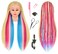 35 Inch Colorful Hair Mannequin Head Manikin Cosmetology Makeup Manican Doll Training Head with Stand for Practice Braiding Styling Updos Display