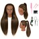 30 Inch 80% Real Human Hair Mannequin Head Cosmetology Manikin Manican Doll Practice Head with Stand for Training Styling Braiding Curling Cutting Display