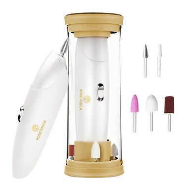 Professional Acrylic Manicure Pedicure Kit, Electric Nail File Set, Cordless Electric Nail Drill Machine, Hand Foot Care Tool for Nail Grind Trim Polish(Gold)