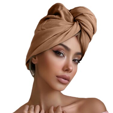 Hair Plopping Towel, Pure TShirt Cotton - Plop Wrap for Drying Wet Curls - Cap Ideal forWomen, Girls and Kids - Quick Dry Head Turban and Super Absorbent Anti Frizz Curly HairAccessories (Cappuccino)