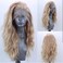 ELESTY Long Natural Curly Glueless Lace Front Wig Gloden Blonde Synthetic Lace Front Wigs for Women Left Part Glueless Heat Resistant Fiber Hair Daily Party Wig &hellip;