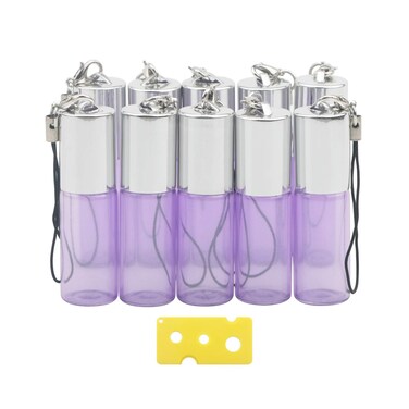 Glass Roll-on Bottles Set, 10Pcs 5ml Roller Bottles with Opener, Stainless Steel Roller Balls Roller Bottles Vials for Essential Oil Fragrance Perfume Aromatherapy Lip Balms, Purple