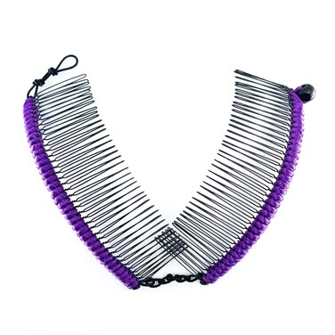 Stretch Banana Clip by HairZing - Double Comb for Thick, Curly, Kinky Hair - Put Your Hair Up in Seconds w/No Damage, Creases, or Pain (Purple - Large, Large)