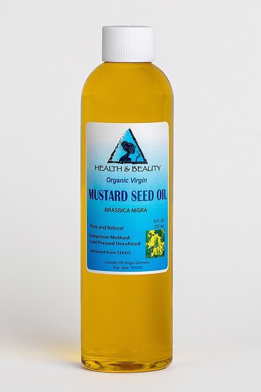 Mustard Oil Unrefined by H&amp;B OILS CENTER Raw Virgin Cold Pressed Premium Quality Natural Pure 8 oz