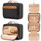 Travel Hanging Toiletry Bag for Women, Holds Full-Size Shampoo, with Jewelry Organizer Compartment, Extra Large Makeup Bag, Waterproof Cosmetic Bag, Toiletries Kit Set with Trolley Belt, Black