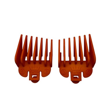 Hair Clipper Guide Comb Guard Set - Fool Proof Tapers &amp; Fades at Home! Amber (#3 to #5) - Compatible with Wahl/Conair Clippers!