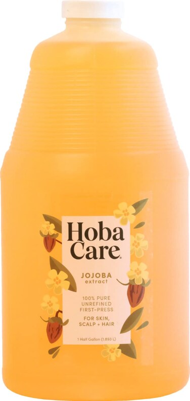 HobaCare 100% Pure, Unrefined Jojoba Oil for Skin &amp; Nails - Moisturizing Body Oil &amp; Face Moisturizer for Dry Skin - Natural Treatment for Hair &amp; Beard Care (64 fl oz)