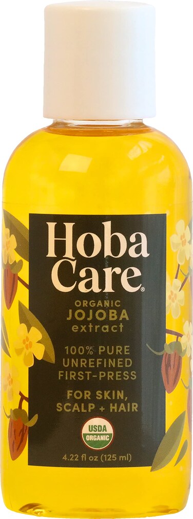 HobaCare 100% Pure, Unrefined Organic Jojoba Oil for Skin &amp; Nails - Moisturizing Body Oil &amp; Face Moisturizer for Dry Skin - Natural Treatment for Hair &amp; Beard Care (4.22 fl oz)