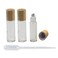3 Pieces Roll On Bottles 10ml Clear Glass Roller Bottles with Bamboo Lid Empty Refillable Essential Oil Roller Bottles with Stainless Steel Roller Ball and 1 Piece 3ml Dropper