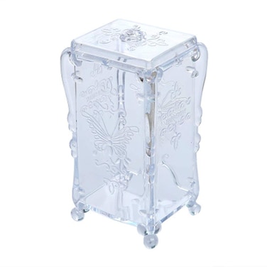 Acrylic Cotton Pads Holder Dispenser Butterfly Pattern Makeup Cotton Pads Case Box Organizer with Lid Container for Storage Nail Remover Pads Beauty Tools (Clear)