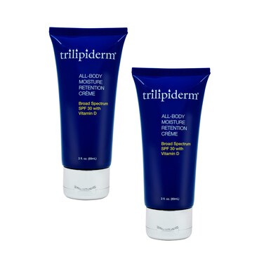 Trilipiderm All-Body Moisture Retention Cr&egrave;me Broad Spectrum SPF 30 with Vitamin D &ndash; 2-PACK of Travel-Size 3 Ounce Tubes &ndash; Plant-Based All-Day Hydration, Sunscreen for Body and Face