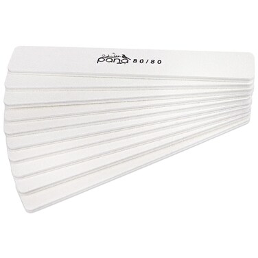 PANA Jumbo Double-Sided Emery Nail File for Manicure, Pedicure, Natural, and Acrylic Nails - White (Grit 80/80) - 50 Piece Pack